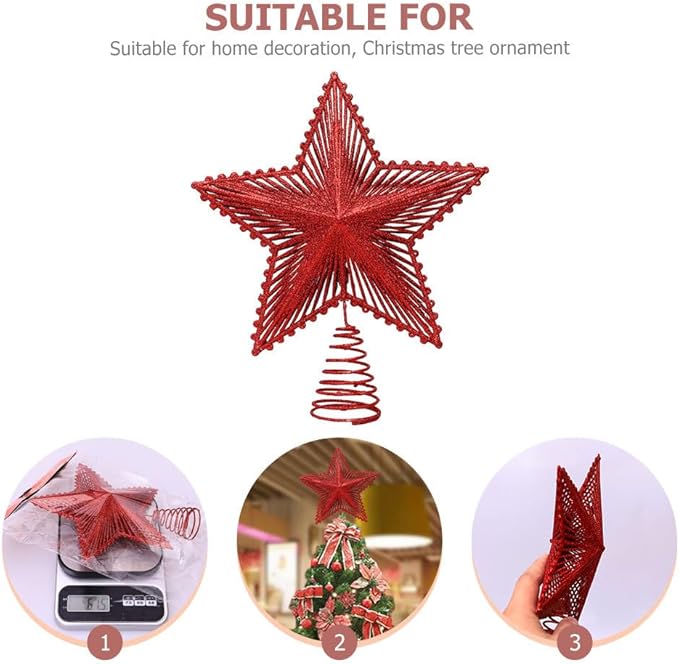 Christmas Tree Topper Xmas Glitter Star Topper Star Christmas Decoration for Xmas Tree Decoration Holiday Party Decor