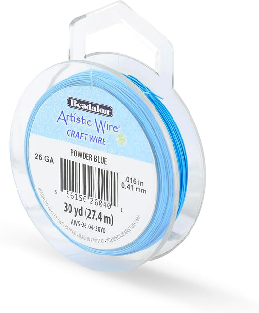 Artistic Wire, 26 Gauge Tarnish Resistant Colored Copper Craft Wire, Powder Blue, 30 yd