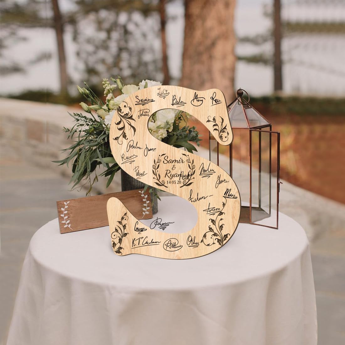 Personalized Wedding Guest Book Sign Custom Letter Name Date Rustic Wedding Guest Book Alternative Unique Guest Book for Wedding Anniversary Decor (Style 2)