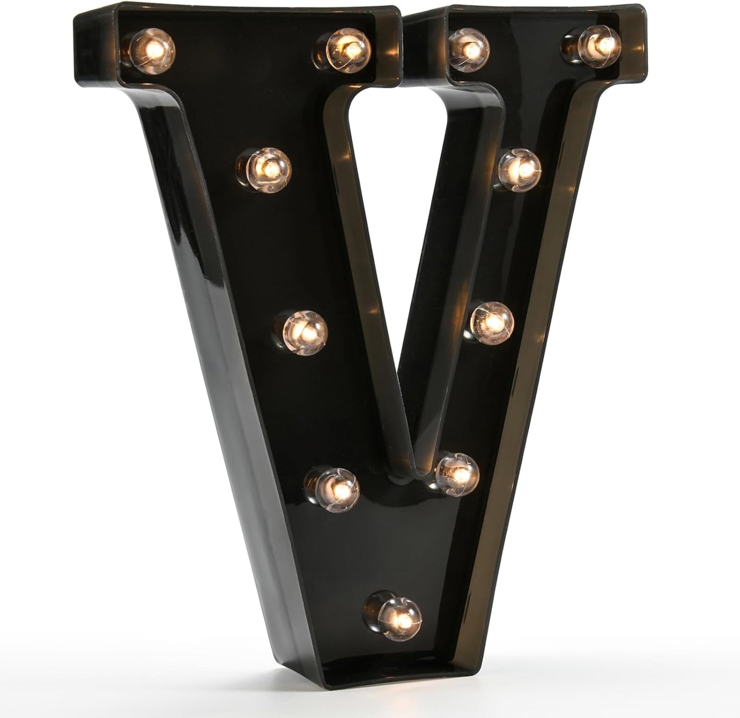 Light Up Black Alphabet Marquee Letters Sign LED Marquee Number Lights Sign for Night Light Home Bar Christmas Lamp Birthday Party Wedding Decoration V