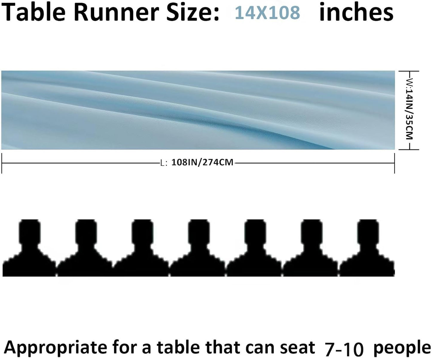 6Pack 9ft Chiffon Table Runner 14x108 Inch Sheer Romantic Table Runner for Wedding Birthday Party Bridal Shower Outdoor Decoration-Blue Mist