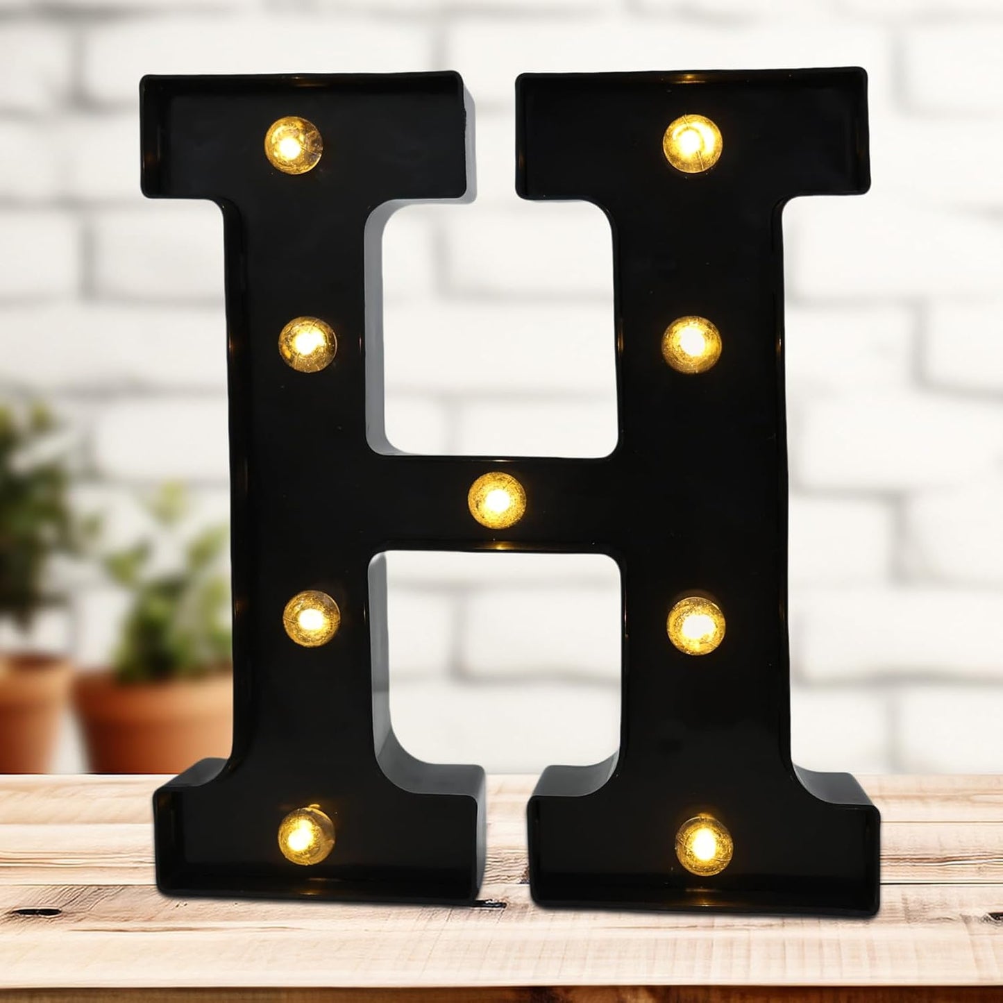 Led Marquee Letters, 8.58 Inch Black Light Up Letters, Small Led Letter Lights, Battery Powered Lighted Letterfor Table, Party, Birthday, Christmas Decor (Black, Letter H)