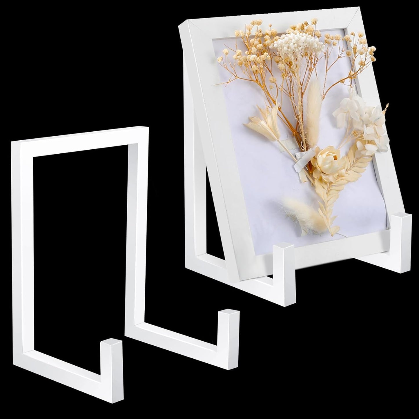 Sweetude 2 Pcs Large Plate Stands for Display Metal Frame Plate Holder Display Stand Decorative Table Top Easels for Picture, Book, Platter, Photo Easel(White,8 Inch)