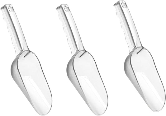 3PCS Clear Plastic Ice Scoop, 12 ounces Alec Ice Scoop, Kitchen Scoop for Ice Bucket Ice, Popcorn, Coffee Beans, Flour (12 oz.)