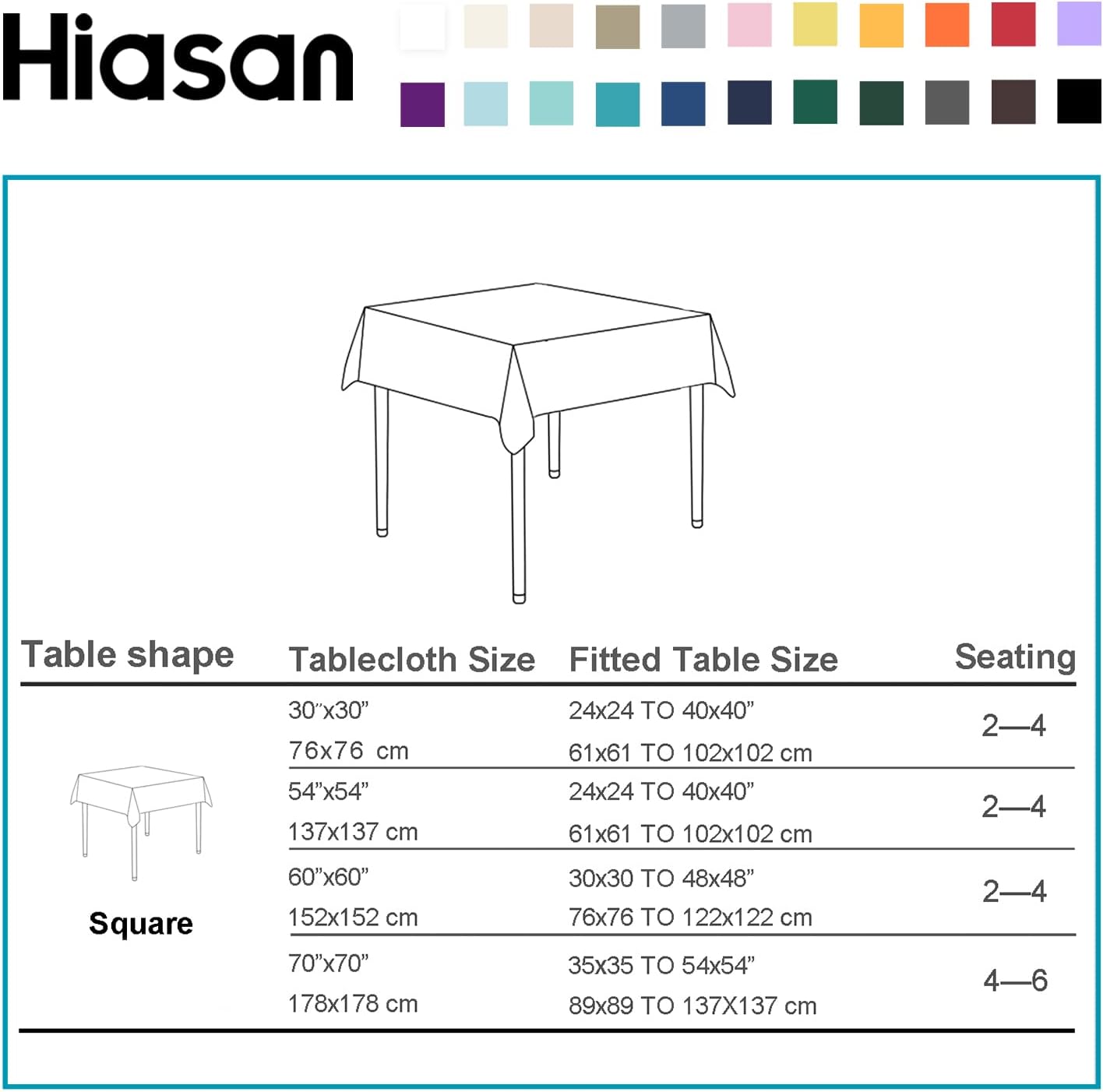 Hiasan 2 Pieces Yellow Square Tablecloth - Spillproof and Waterproof Washable Table Cloth for Dining Room Kitchen Camping, 54 x 54 Inch