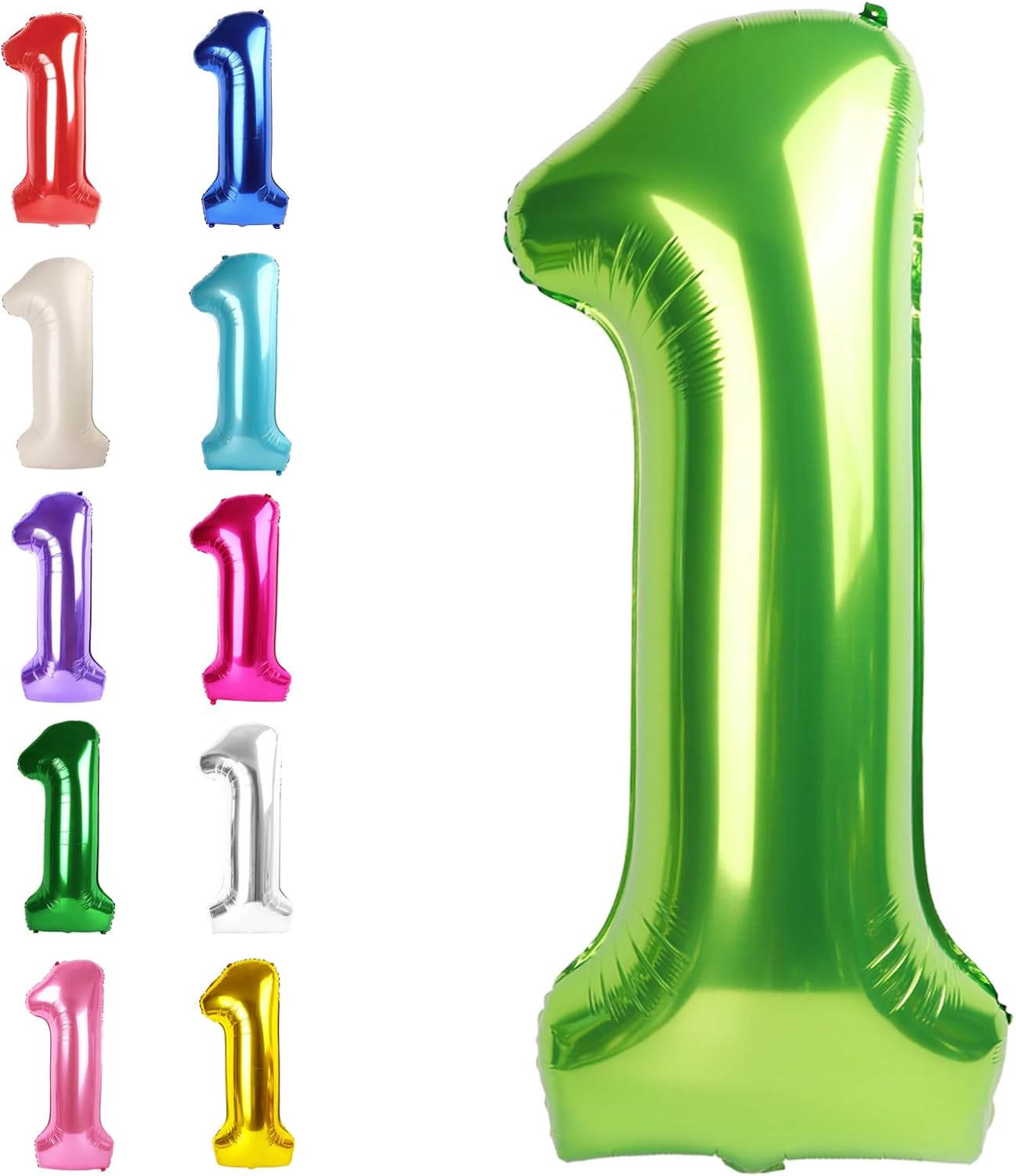 Light Green Number 1 Balloon 40 inch, Number 1 Birthday Balloons for Boy Girl, Light Green Foil One Balloon for 1st 10 11 12 16 18 Birthday Party, Anniversary Celebration Numbers Decorations