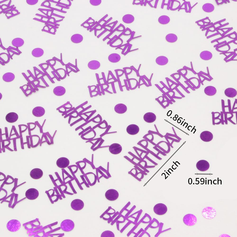 Birthday Confetti - Purple Happy Birthday Decorations, 270 Pcs
