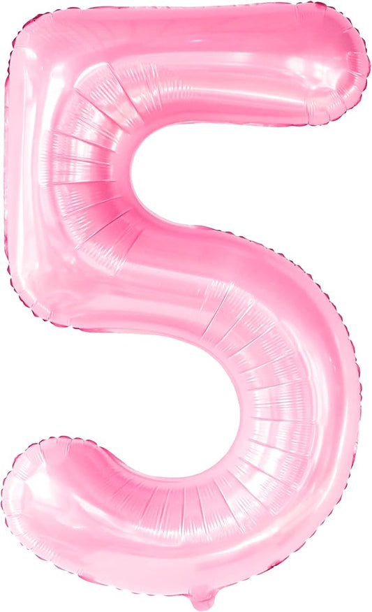 KatchOn, Giant Pink 5 Balloon Number - 40 Inch | Mylar Pink Number 5 Balloon | Pink Five Balloons, 5th Birthday Decorations Girl | Pink 5 Balloon For Happy Anniversary Decorations