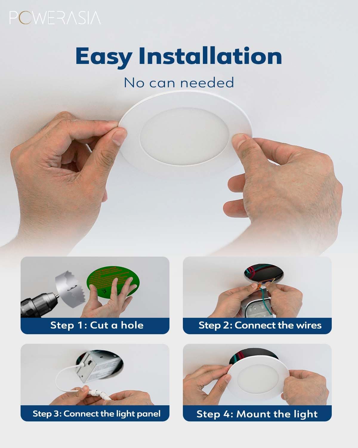 12 Pack 4 Inch Ultra-Thin LED Recessed Ceiling Light with Junction Box, Recessed Lighting 4 Inch 5000K Dimmable Daylight, 9W 110W Eqv, 850LM High Brightness - ETL and Energy Star Certified