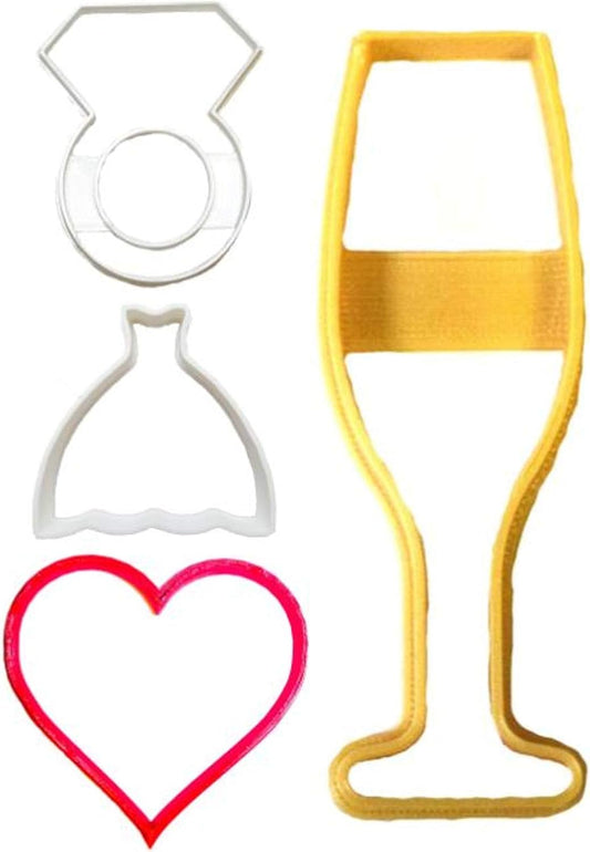 BRIDAL SHOWER ENGAGEMENT WEDDING COOKIE CUTTER SET OF 4 MADE IN USA