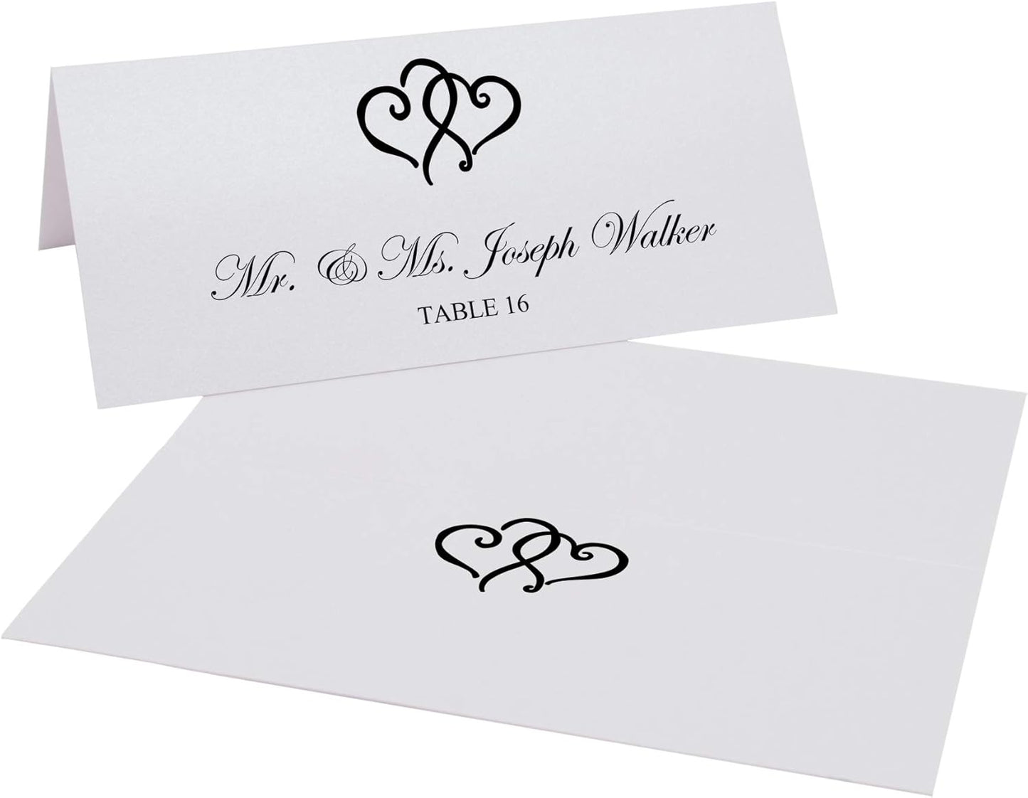 Linked Hearts Place Cards, Black (Choose Color), Set of 25, Pre-cut and Scored - Wedding, Party, Dinner, and Special Events - Made in the USA