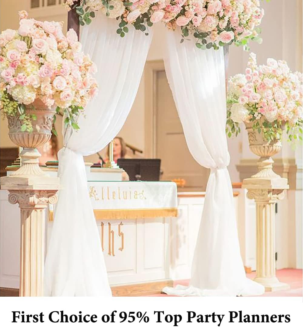 DUOBAO Chiffon Backdrop Curtain-2 Panels 29"x96" Sheer Drapes Beach Backdrops for Living Room Voile Window Curtains Rod Pocket Photography Background for Wedding Ceremony