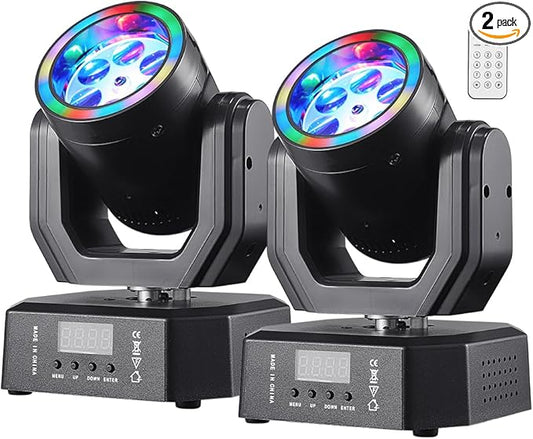 Mini Moving Head Light, 30W Compact Led DJ Stage Lights Moving Head Bee-Eyes with Halo Effects, Remote/ DMX512/ Sound Control for Wedding DJ Party Disco Club Small Venues