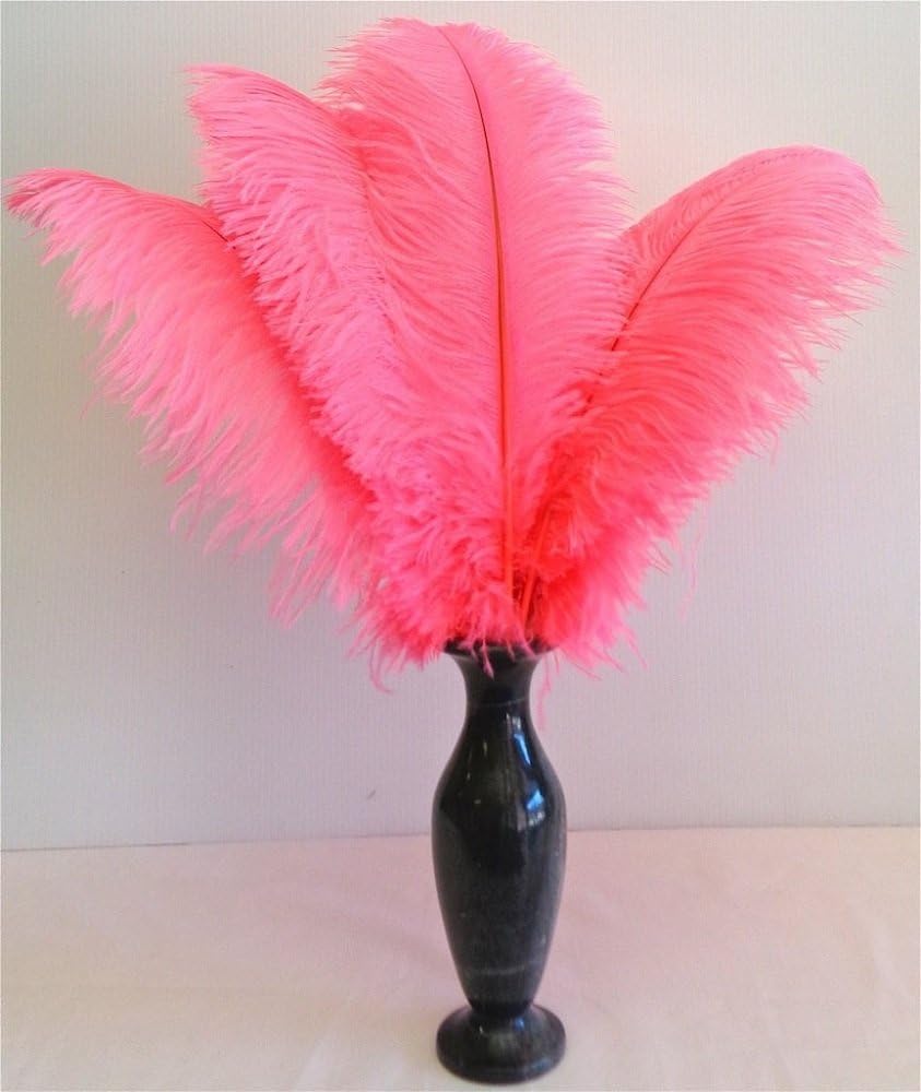 KOLIGHT 40pcs 12''~14''(30~35cm) Natural Ostrich Feathers for DIY Home Wedding Party Office Decoration (Hot pink)