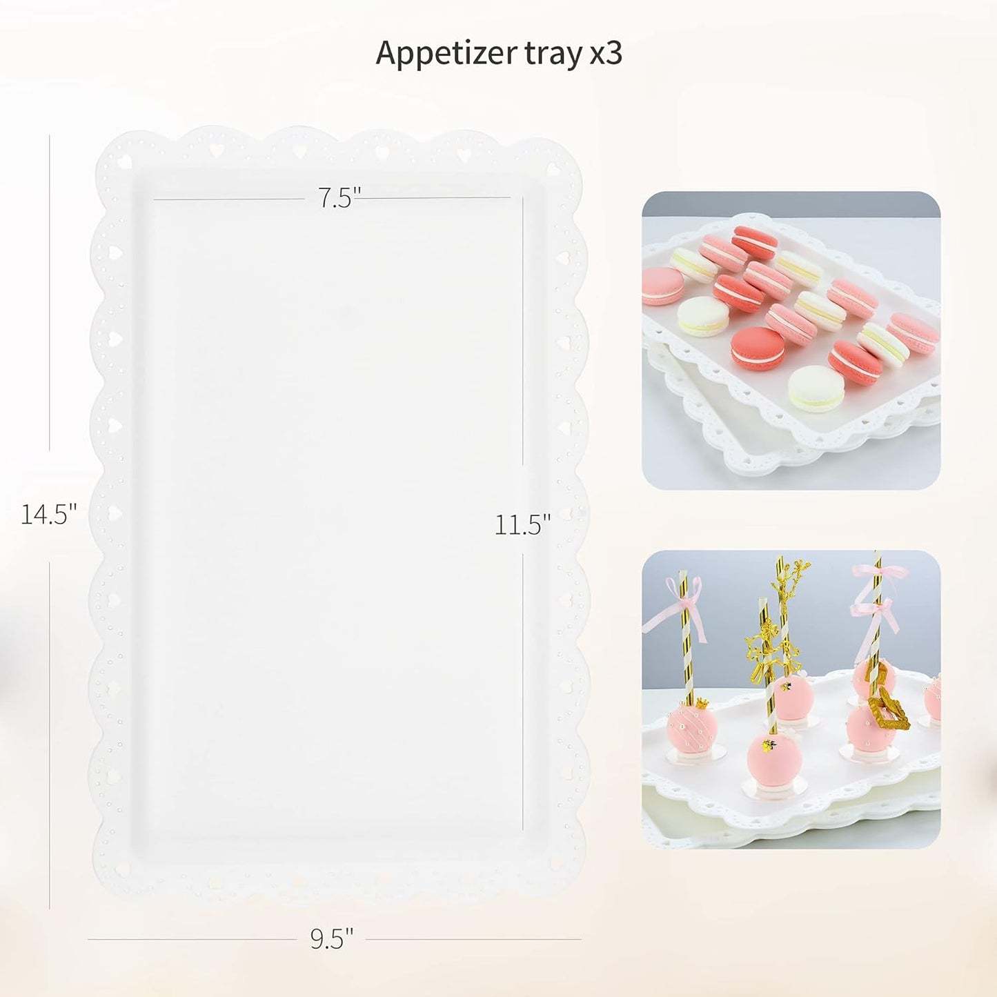 NWK 5 Piece Dessert Table Display Set with 2xLarge 3-Tier Cake Stand/Cupcake Stands, 3X Appetizer Trays Perfect for Wedding Birthday Baby Shower Tea Party