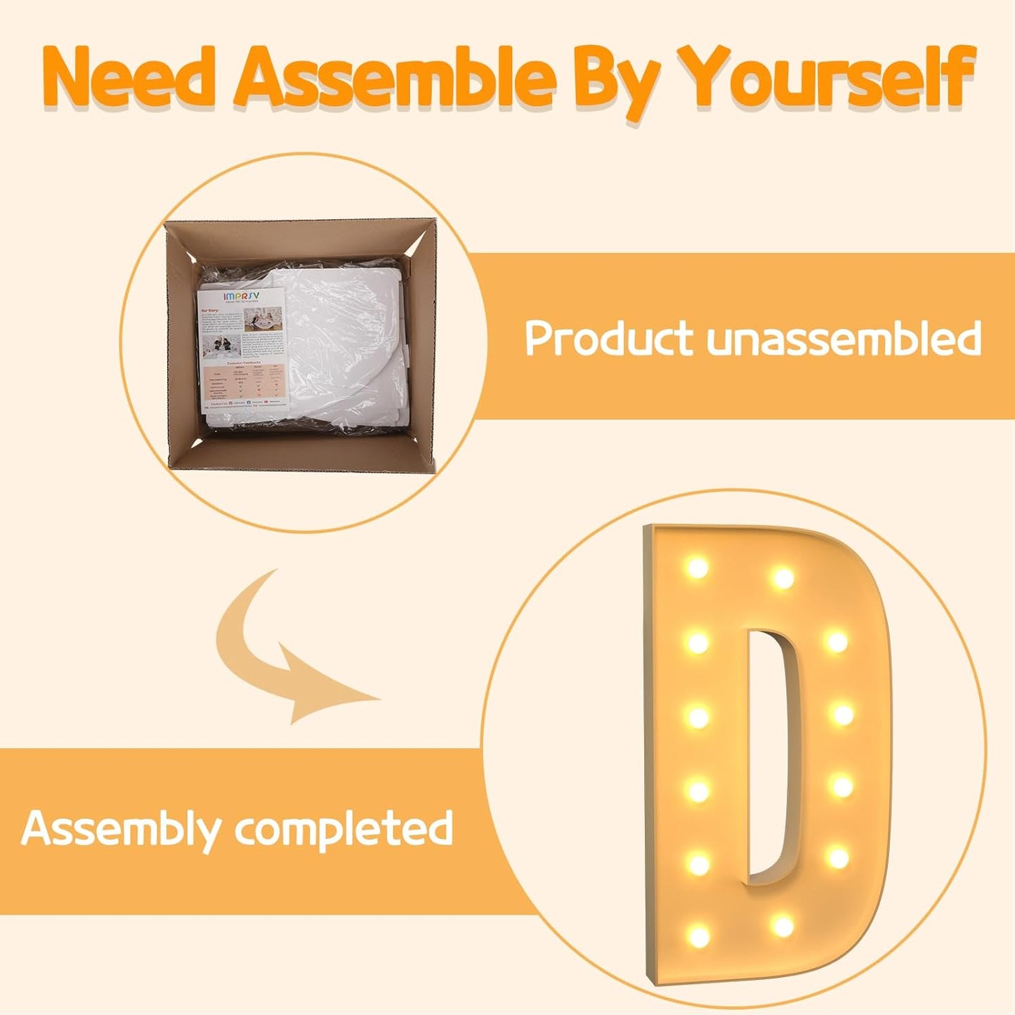 Marquee Letters 4 Feet Tall Large Light Up Letters D Happy Birthday Decorations Wedding Engagement Party Decor Yellow Light Birthday Decorations Balloon Arch Kit Foam Sign D