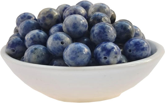 Stone Beads 8mm 100pcs Blue Spot Jasper Beads Round Loose Gemstones Beads for Bracelet Necklace Jewelry Making (8mm, 60804 Blue Spot Jasper)