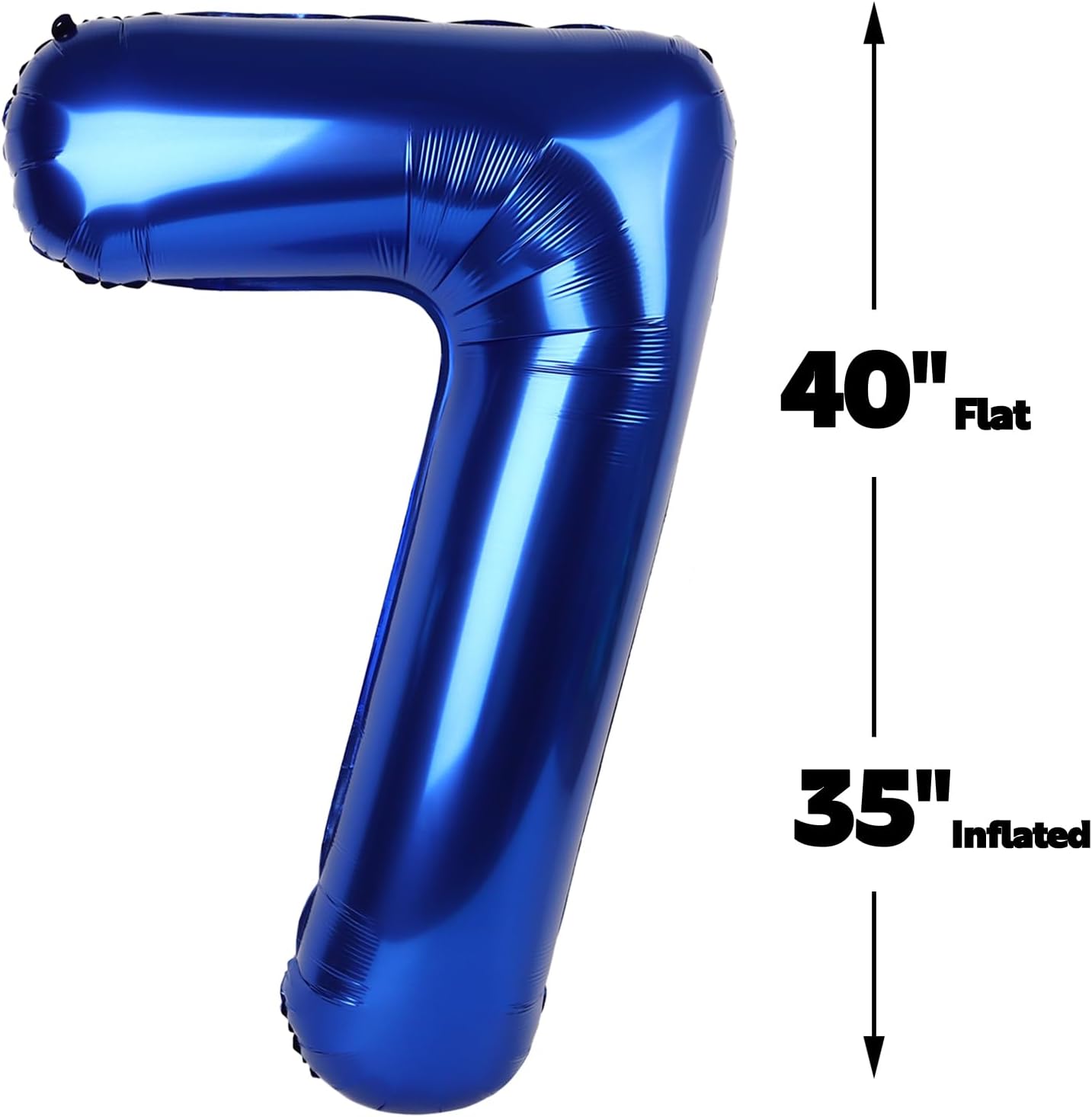 Digital Number 7 Night Blue Birthday Balloon 40 Inch, Foil Balloons for 7 17 27 70 77 Party Decorations Supplies, Night Blue Mylar Numbers Balloon for Seven Wedding Anniversary