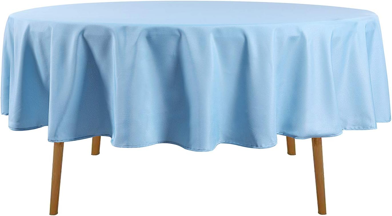 90 inch Round Tablecloth Washable Polyester Table Cloth Decorative Table Cover for Wedding Party Dining Banquet（90 inch,Blue Mist）