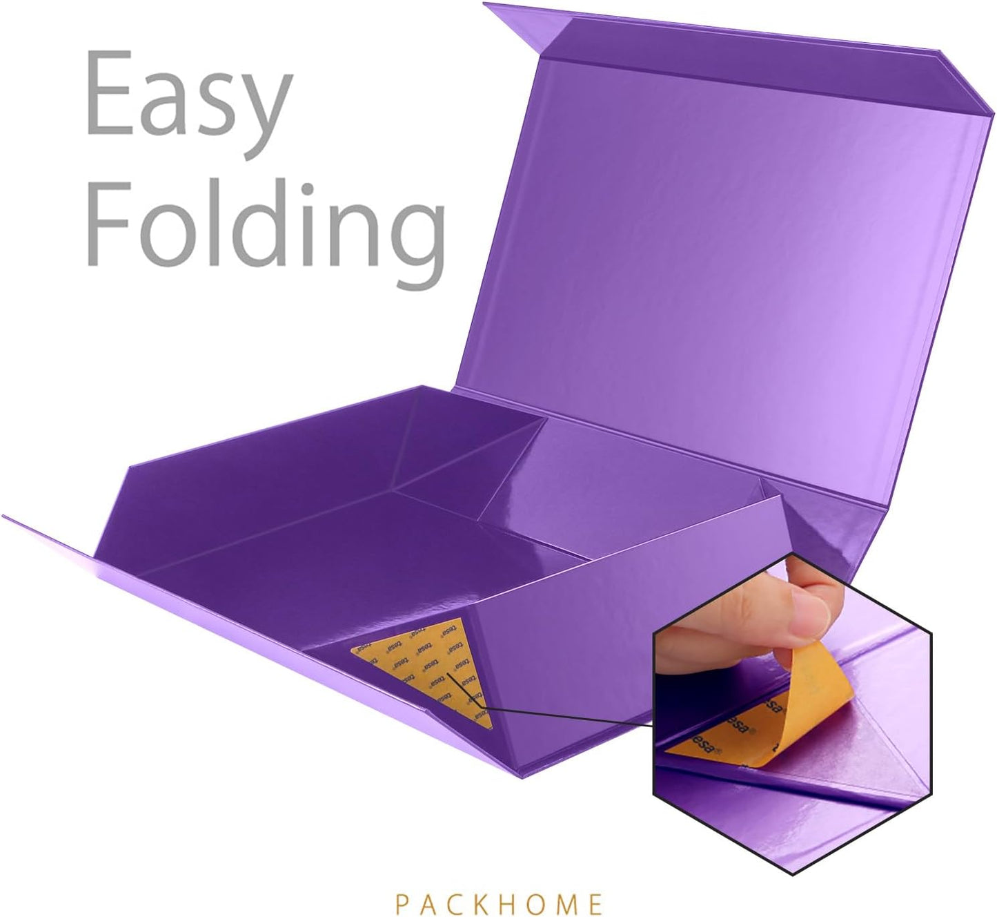 PACKHOME Extra Large Gift Box 17.5x11.3x4.3 Inches, Sturdy Shirt Box with Magnetic Lid for Clothes and Large Gifts (Glossy Purple)