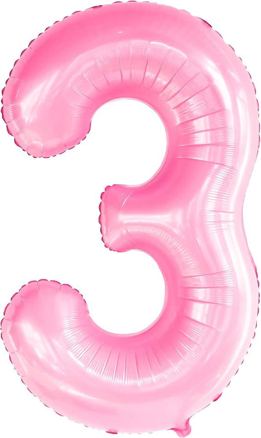 KatchOn, Large Pink Number 3 Balloon - 40 Inch | Mylar Foil Balloon For 3rd Happy Birthday Decorations | Pink Number 3 Balloon For 3rd Anniversary Decorations | Birthday Party Decoration