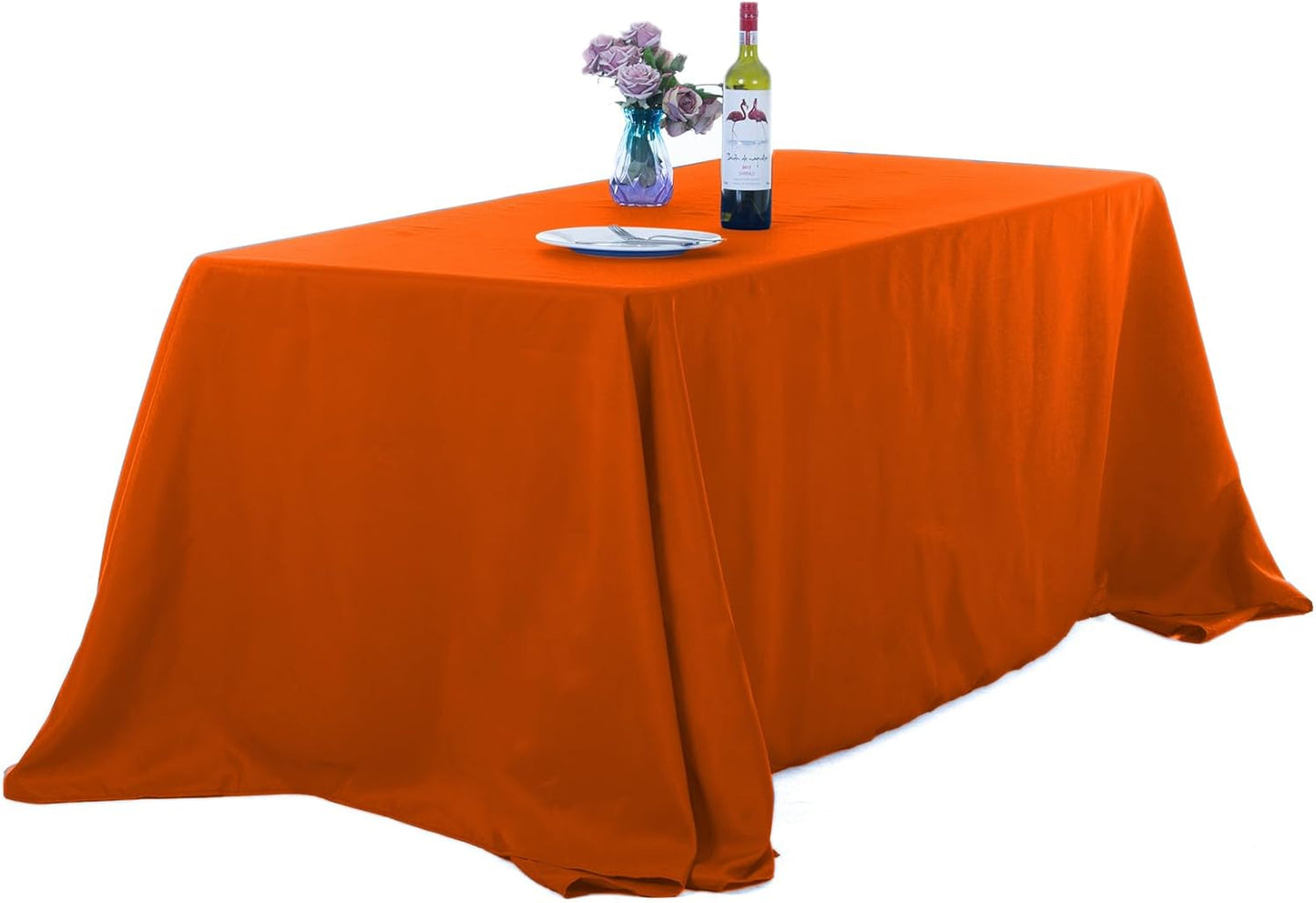 Ascoza 2pack 90x156 Inch Orange Rectangular Tablecloth 8 Feet Table Cloth in Polyester Fabric for Wedding/Banquet/Restaurant/Parties
