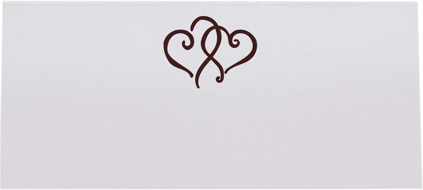 Linked Hearts Printable Place Cards, Chocolate (Choose Color), Set of 150 (25 Sheets), Laser & Inkjet Printers - Wedding, Party, Dinner, and Special Events - Made in the USA