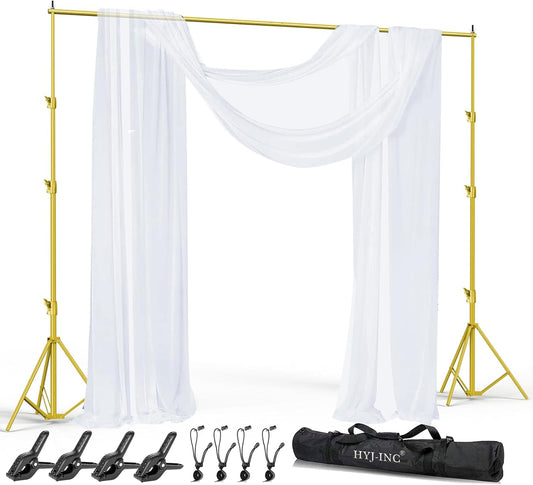 10x10Ft Photography Backdrop Stand - Titanium Gold, Adjustable Backdrop Stand for Parties, Photo Back Drop Stand, Background Support Stand with Carry Bag,Clamp.