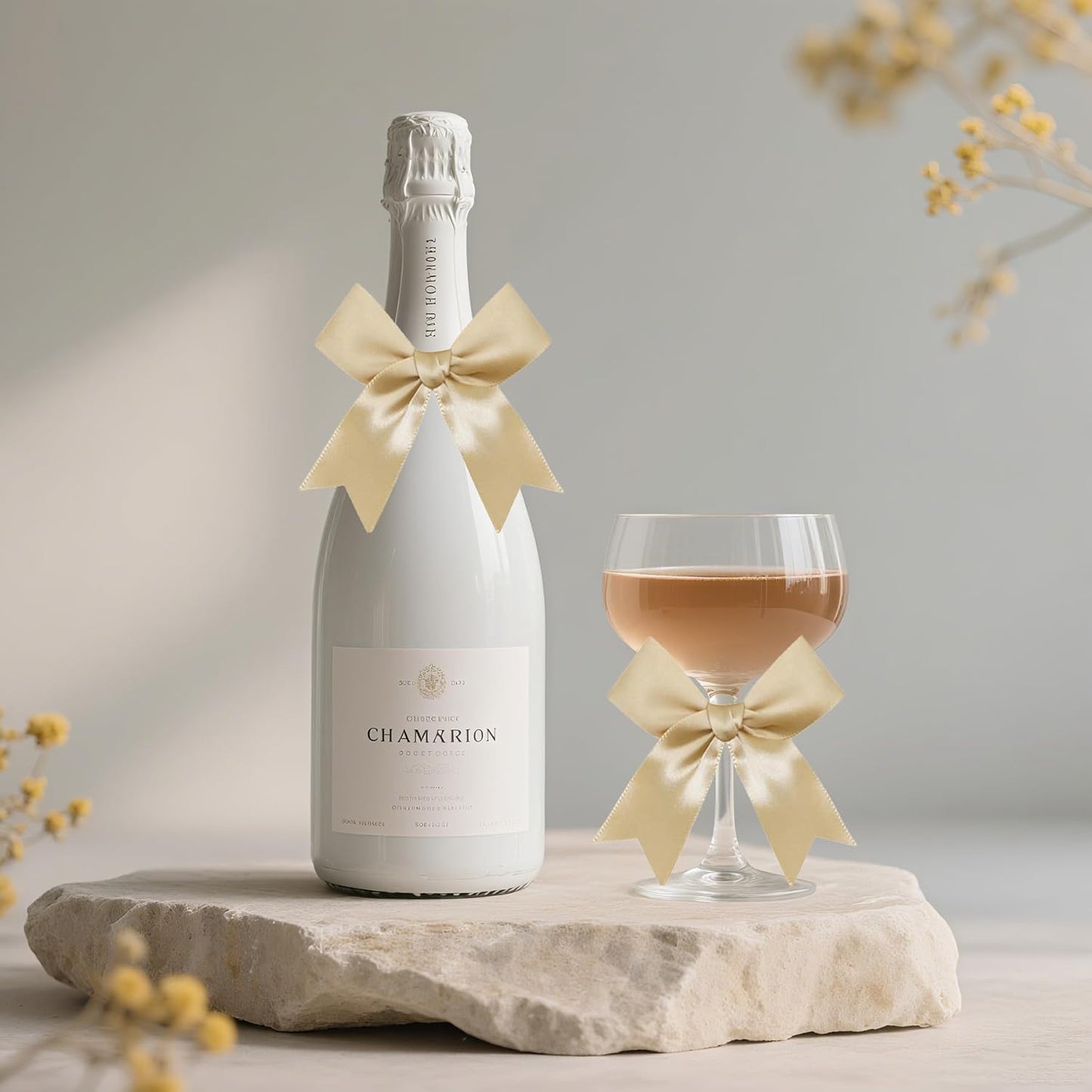 50 Pieces Gift Wrap Bows Premium Satin Ribbon Bows 3.3 Inch Craft Bows for Gift Wrapping DIY Treat Bags Holiday Gifts Bag Party Decorations, Wedding Decor Christmas Birthday Presents (Golden)