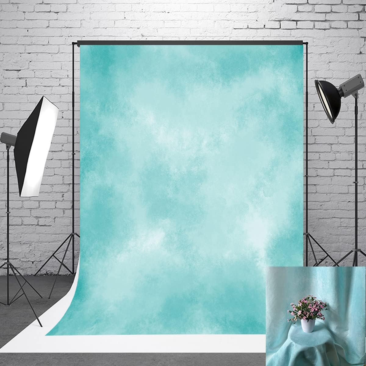 5x7ft Aqua Abstract Solid Photography Backdrops Gradient Portrait Photo Booth Background for Photographyer