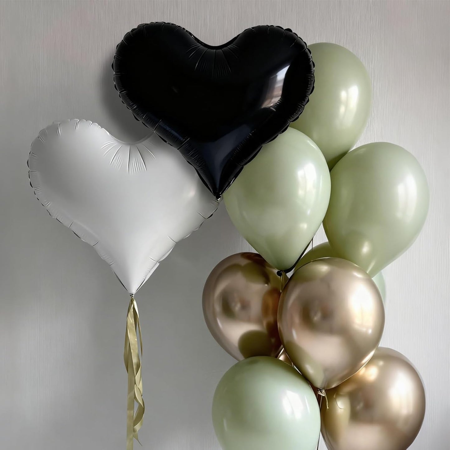 Black White Heart Balloons,24Inch Large Black Heart Foil Balloons for Valentine's Day Birthday Wedding Baby Shower Anniversary Party Decorations