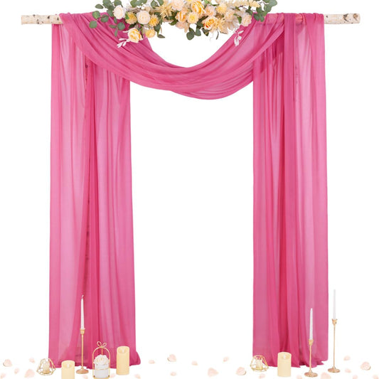 Socomi Wedding Arch Draping Fabric 29" x 20Ft 1 Panel Fuchsia Sheer Outdoor Curtain Drapes Extra Long for Bridal Baby Shower Ceremony Birthday Party Decor
