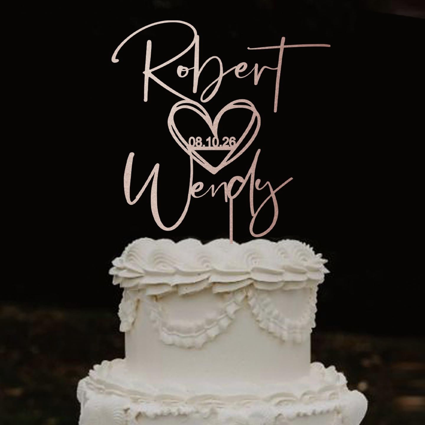 Wedding Cake Toppers, Wedding Cake Toppers Bride and Groom, Custom Cake Topper, Customize Your Own Anniversary Mr and Mrs Cake Topper,Rustic cake topper,Date wedding Cake topper.Wooden Cake topper