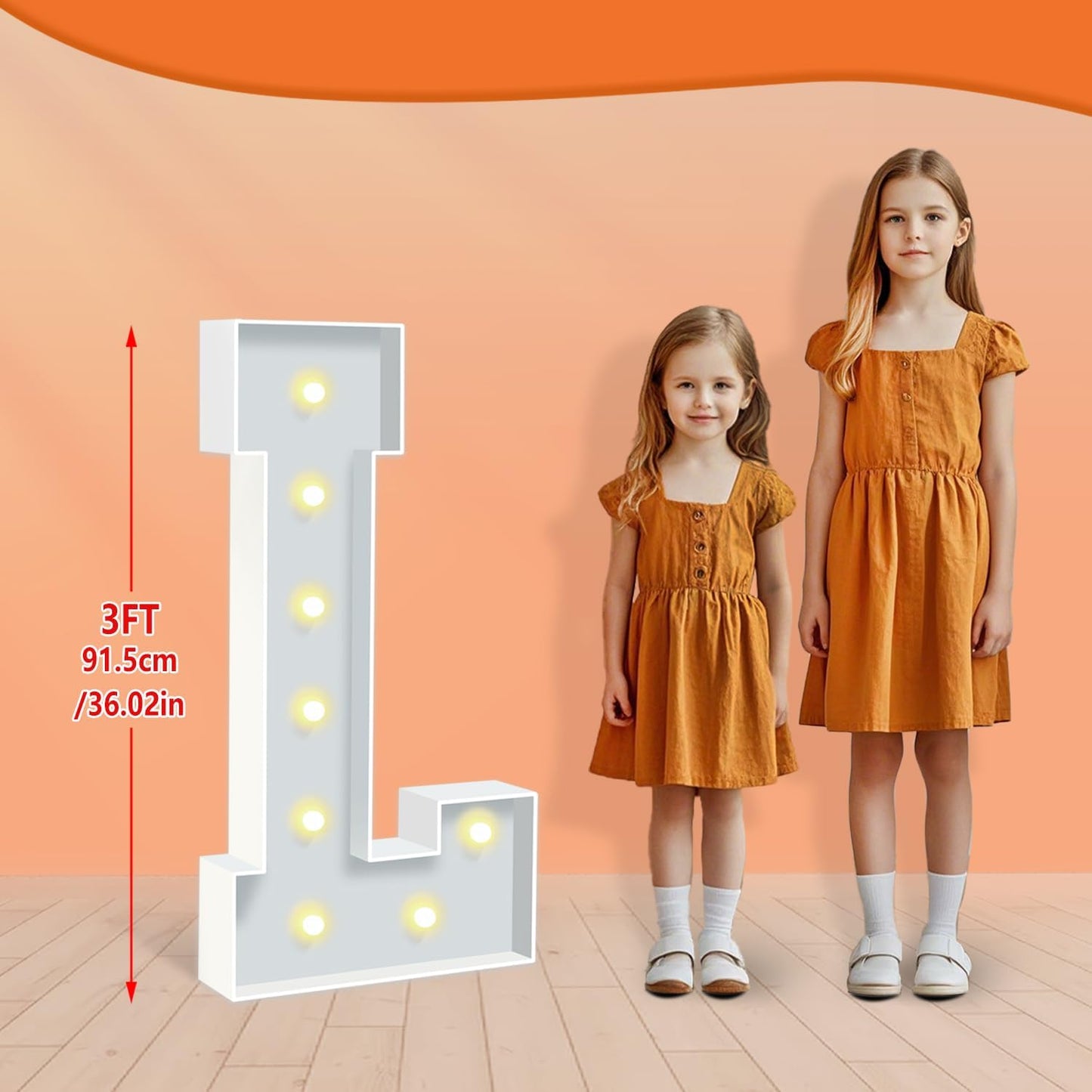 3FT Marquee Light Up Letters L, Marquee Letters for Birthday Baby Shower Wedding Decorations, Light Up Letter for Engagement Party LOVE Decor Holiday Party Decorations