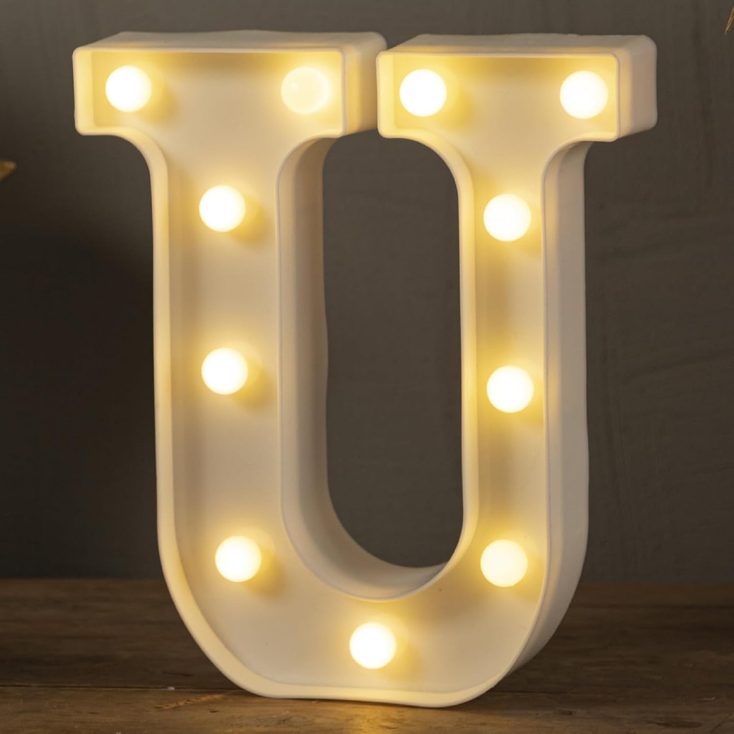 HXWEIYE LED Marquee Letters Lights Sign-U, Led Letters Lights 26 Alphabet, Light Up Number 0-9 Letters Sign for Party Home Birthday Anniversary Battery Powered Lighted Letters(Warm White)