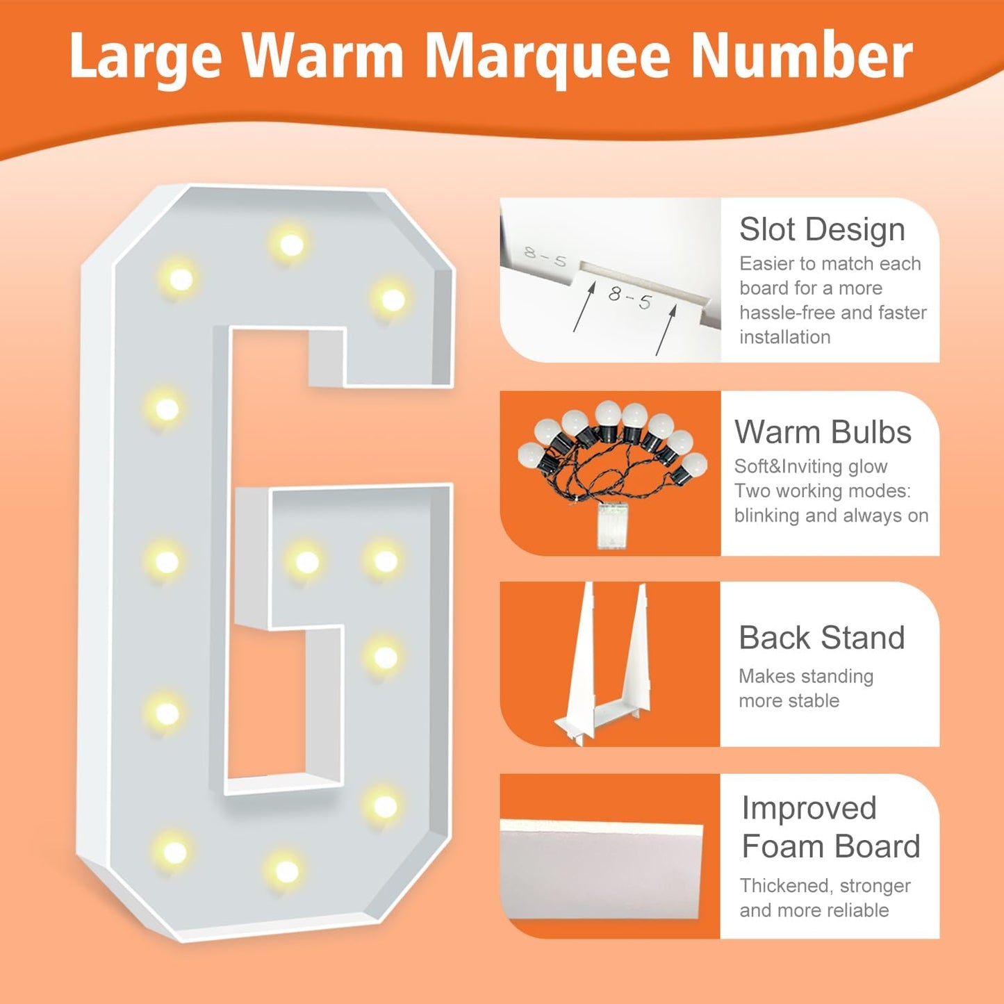 4FT Marquee Light Up Letters G, Warm White Marquee Letters for Birthday Party Decor, LED Light Letter for Graduation, Wedding, Engagement, Holiday Party Backdrop Arch Decoration