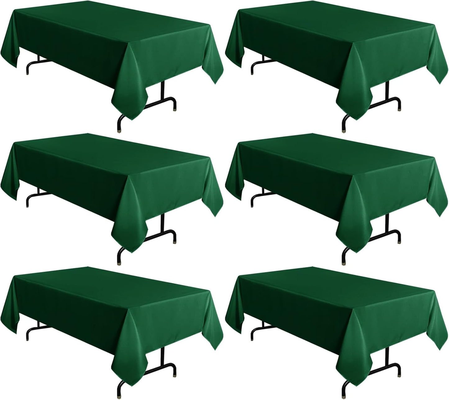 sancua 6 Pack Hunter Green Tablecloth 60 x 102 Inch, Rectangle 6 Feet Table Cloth - Stain and Wrinkle Resistant Washable Polyester Table Cover for Dining Tables, Buffet Parties and Camping