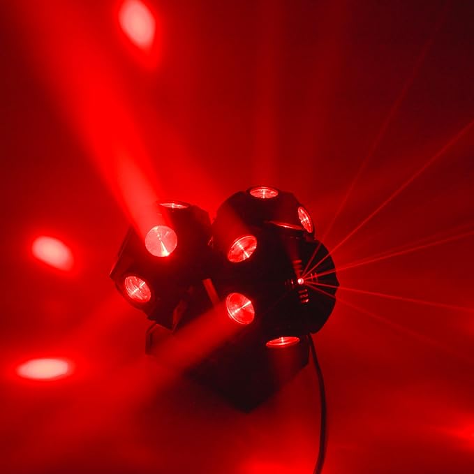 18LEDs Moving Head DJ Light Rotating Beam Lights Stage DJ Lighting Led Pinspot Uplighting Lights for Events Sound Activated Dmx512 Light for DJ KTV Disco Party Wedding Concert Festival