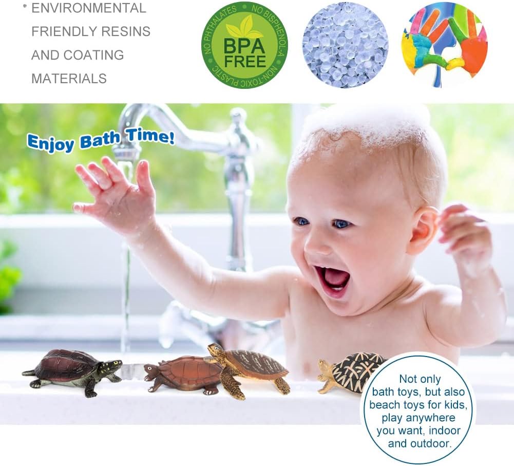 Volnau Mini Sea Turtle Figures 14PCS Animal Toys Figurines for Kindergarten Toddlers Kids Ocean Sea Creature Cake Topper Pack