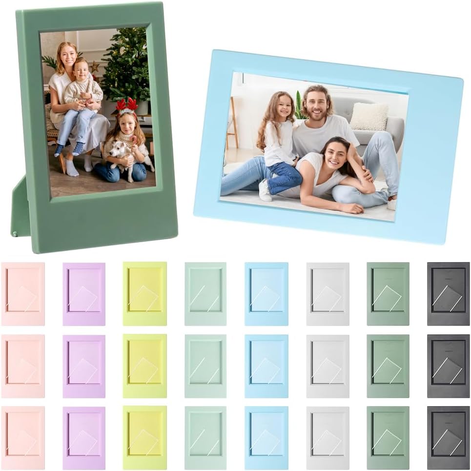 24 Pcs Polaroid Picture Frames, 2''x3'' Photo Frame for Fujifilm Instax Polaroid Film 8 Colors Mini Frame with Stand Small Wallet Size Picture Frames for Home, Office Tabletop Display