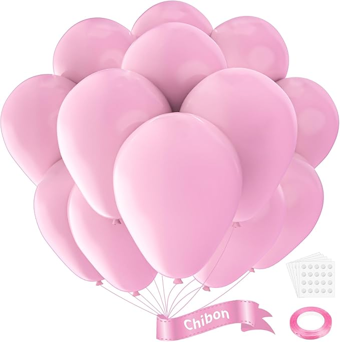 Pink Latex Balloons, 100pcs 12 inches Round Helium Light Pink Balloons for Birthday Baby Shower Wedding Valentine's Day Gender Reveal Birthday Party Decorations