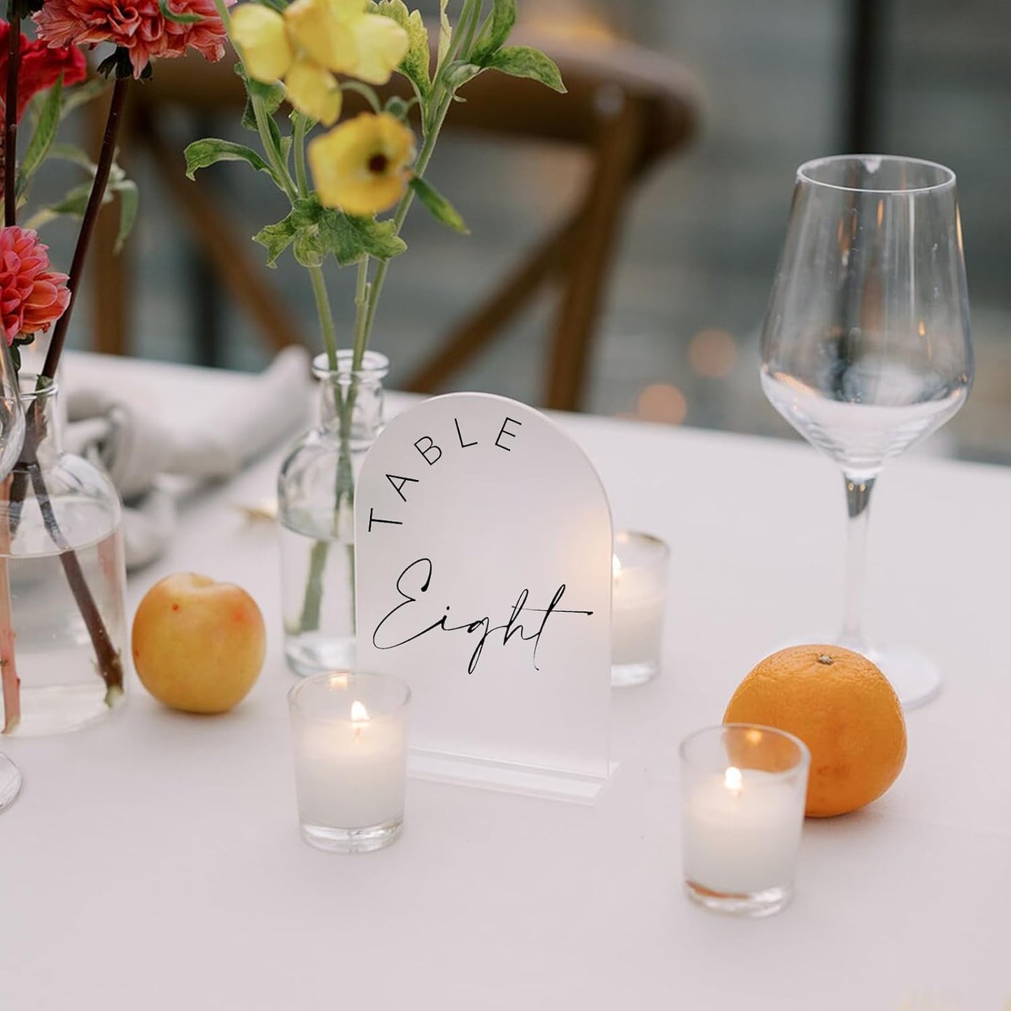 JINMURY Frosted Arch Wedding Table Numbers 1-10 with Stands, 5x7 Inch Frosted Arch Acrylic Sign with Black Letters, Arched Acrylic Table Numbers for Wedding Reception