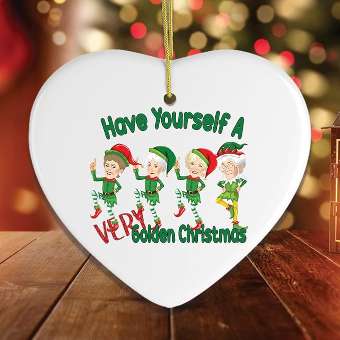 Pop Culture, Movie, and Music Themed Trendy Christmas Ornaments - Have Yourself a Very Golden Christmas Ornament (Heart)
