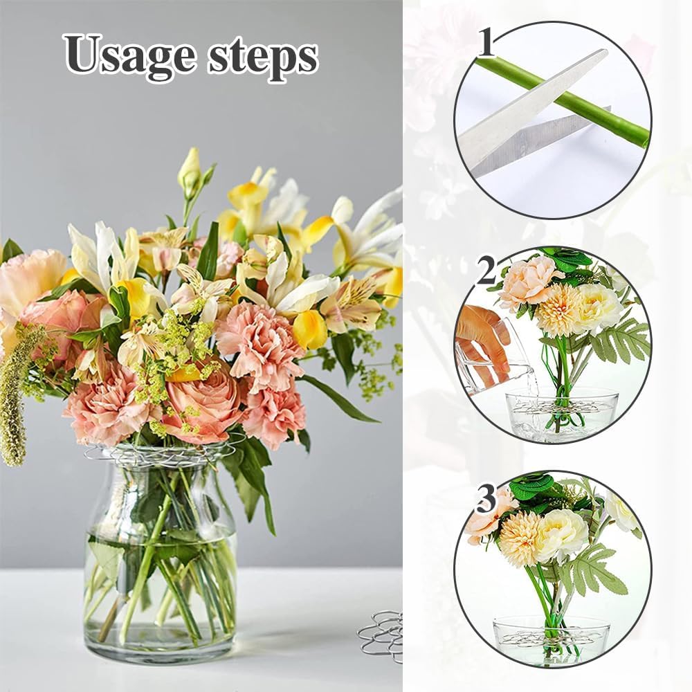 Stainless Steel Floral Grid Flower Arrangement Tool, 3pcs Reusable Floral Grid for Vase Stainless Steel Wire Flower Arranging Tool, Flower Grid Arranger for Arrangement Vase Plant Flower (Black)