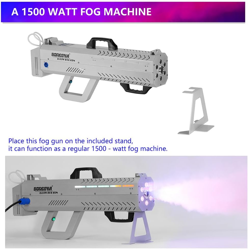 Smoke Gun for Party, 1500W Handheld Fog Machine Cannon with Color - Changing Lights, Perfect for Spooky Halloween, Stage Shows and Club Night