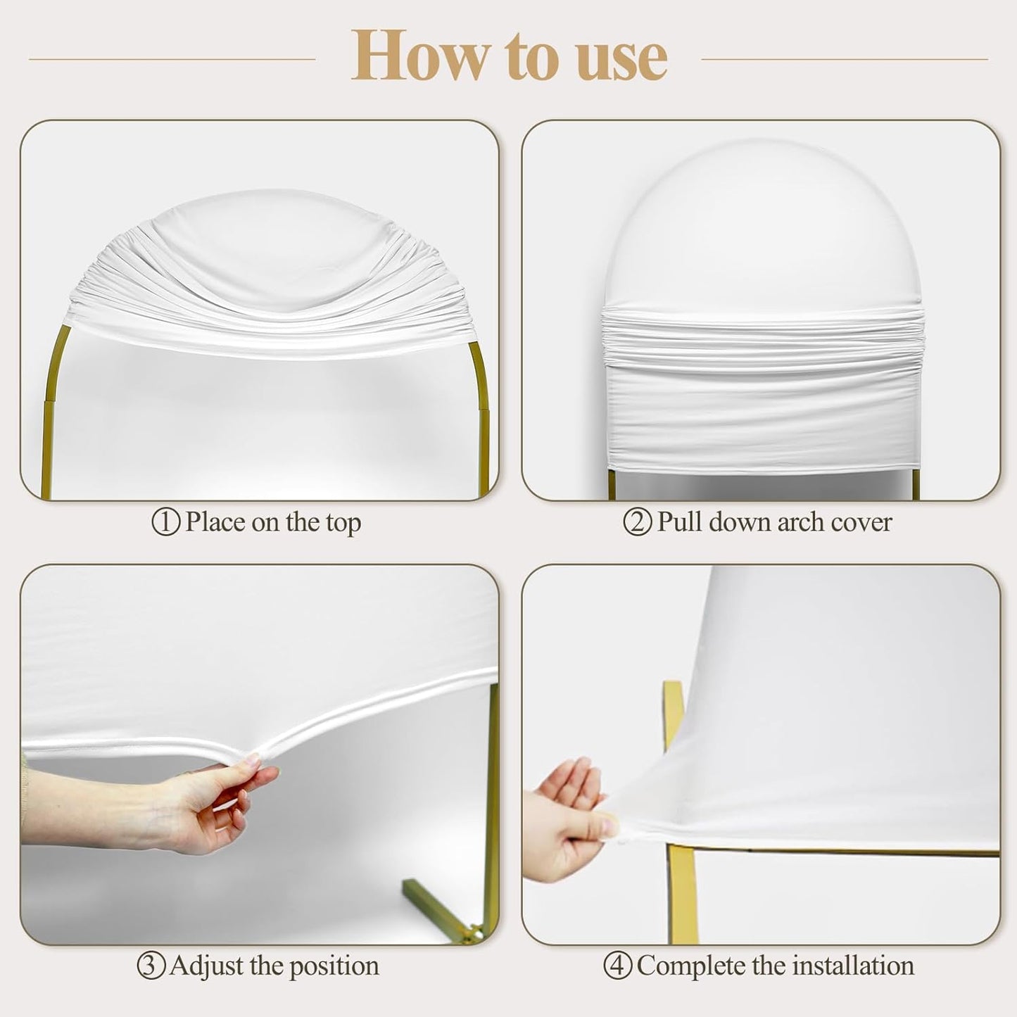 Ledido Wedding Arch Backdrop Cover 6FT Arch Covers Fitted Stretchy Spandex Round Top Stand Backdrop Cover for Wedding Banquet Ceremony Birthday Party Baby Shower Event Decoration,White