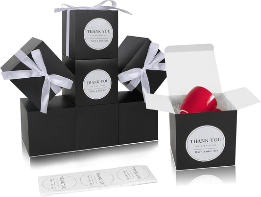COTOPHER Small Gift Boxes 100 Pack 4x4x4 inches Black Gift Boxes with Lids for Gifts, Crafting, Wedding Party Favor, Cupcake Boxes, Candy, Bridesmaids Proposal Box with Ribbons and Stickers (Black,