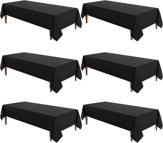 VidaFete Tablecloth 60 * 120nch 6pack Rectangle Table Cloth Polyester, Stain Wrinkle Resistant Dining Table Cover for Kitchen Dinning Party Wedding Rectangular Tabletop Buffet Decoration(Black)