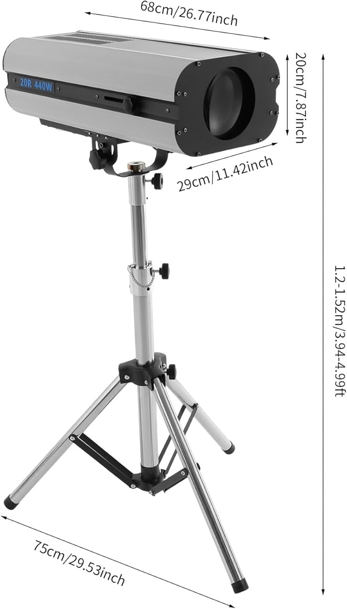 440W LED Stage Spotlight with Tripod, Professional Follow Light with 6 Colors & 3 Color Temperatures (5600K、6000K、3200K), Theater Lights DJ Lighting for Wedding Party, DJ Show, Theater (440, Watts)