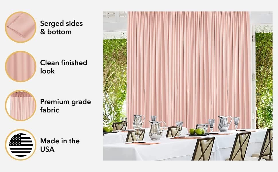 AK TRADING CO. 10 feet x 8 feet IFR Polyester Backdrop Drapes Curtains Panels with Rod Pockets - Wedding Ceremony Party Home Window Decorations - Peach